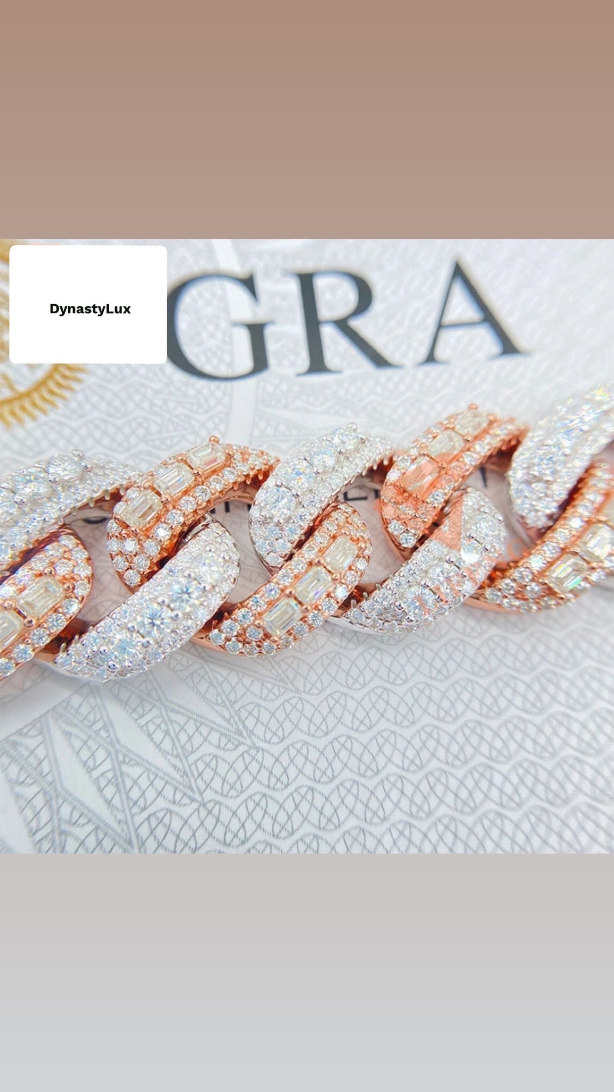 Baguette Cut Rose Gold Plated Two Tone Necklace Iced Out 18mm 925 Sterling Silver vvs Moissanite Cuban Link Chain