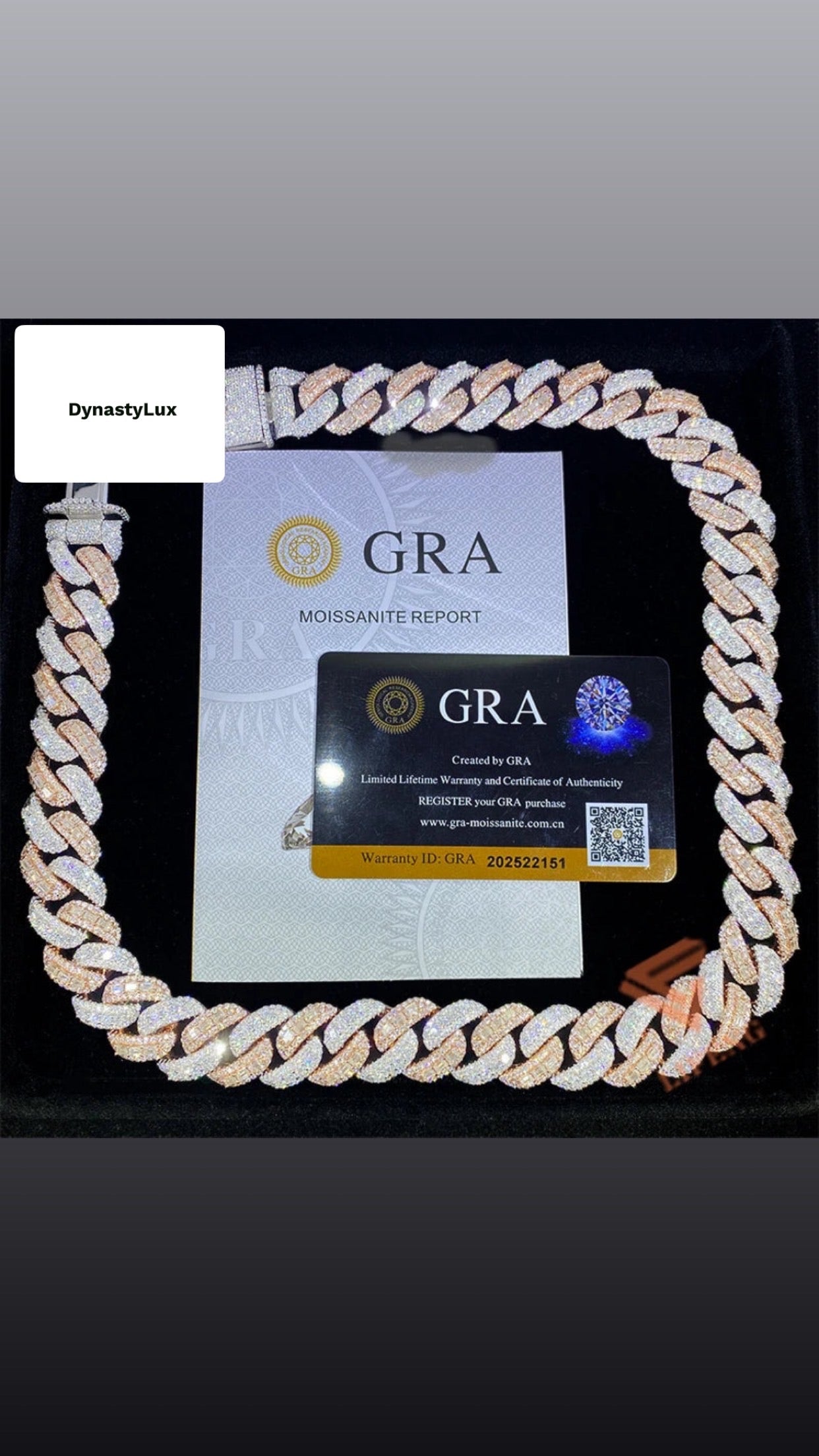 Baguette Cut Rose Gold Plated Two Tone Necklace Iced Out 18mm 925 Sterling Silver vvs Moissanite Cuban Link Chain