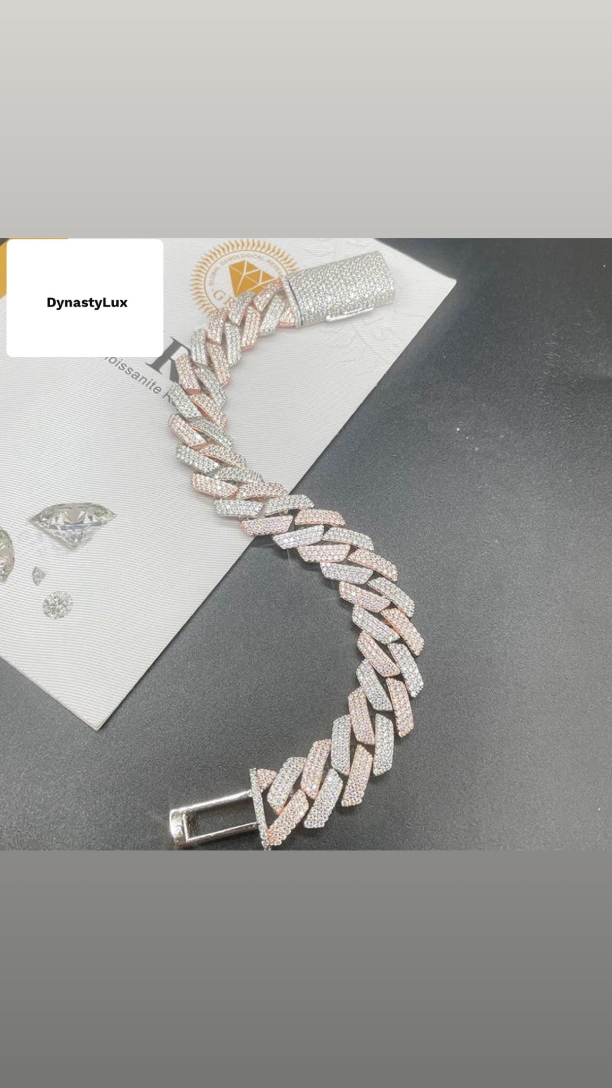 Two tone 12mm 925 silver vvs moissanite iced out Cuban bracelet