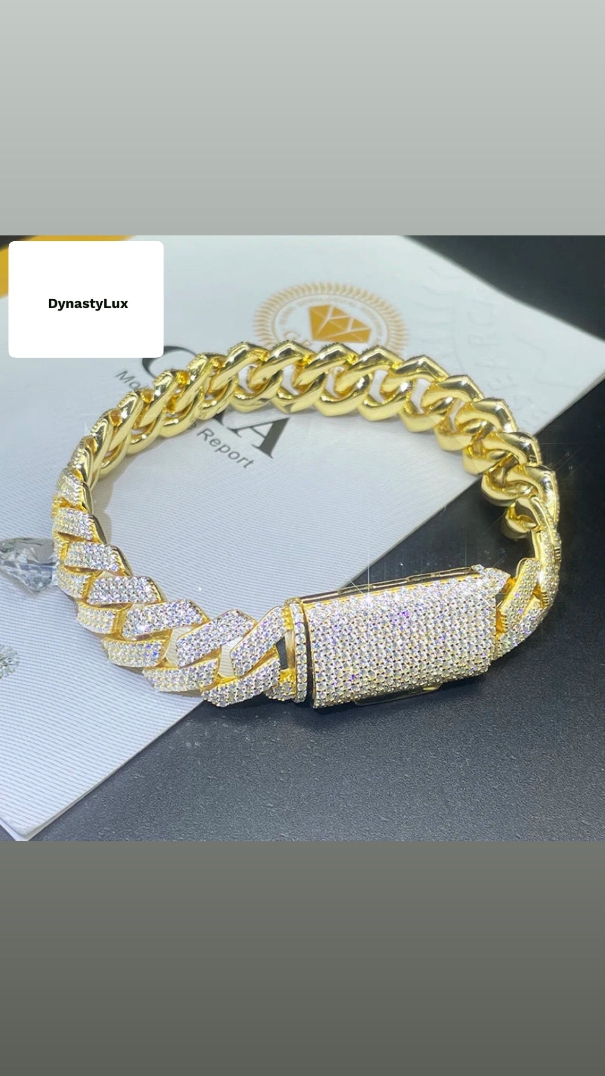 Two tone 12mm 925 silver vvs moissanite iced out Cuban bracelet