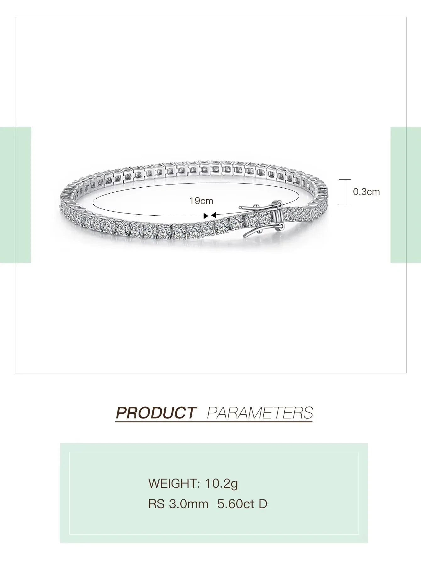 925 Sterling Silver Moissanite Tennis Bracelet