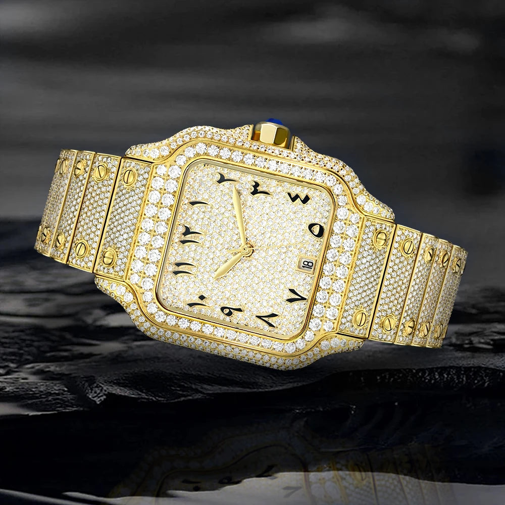 No logo Iced Out Automatic Watches  Men Mechanical VVS Moissanite Watch