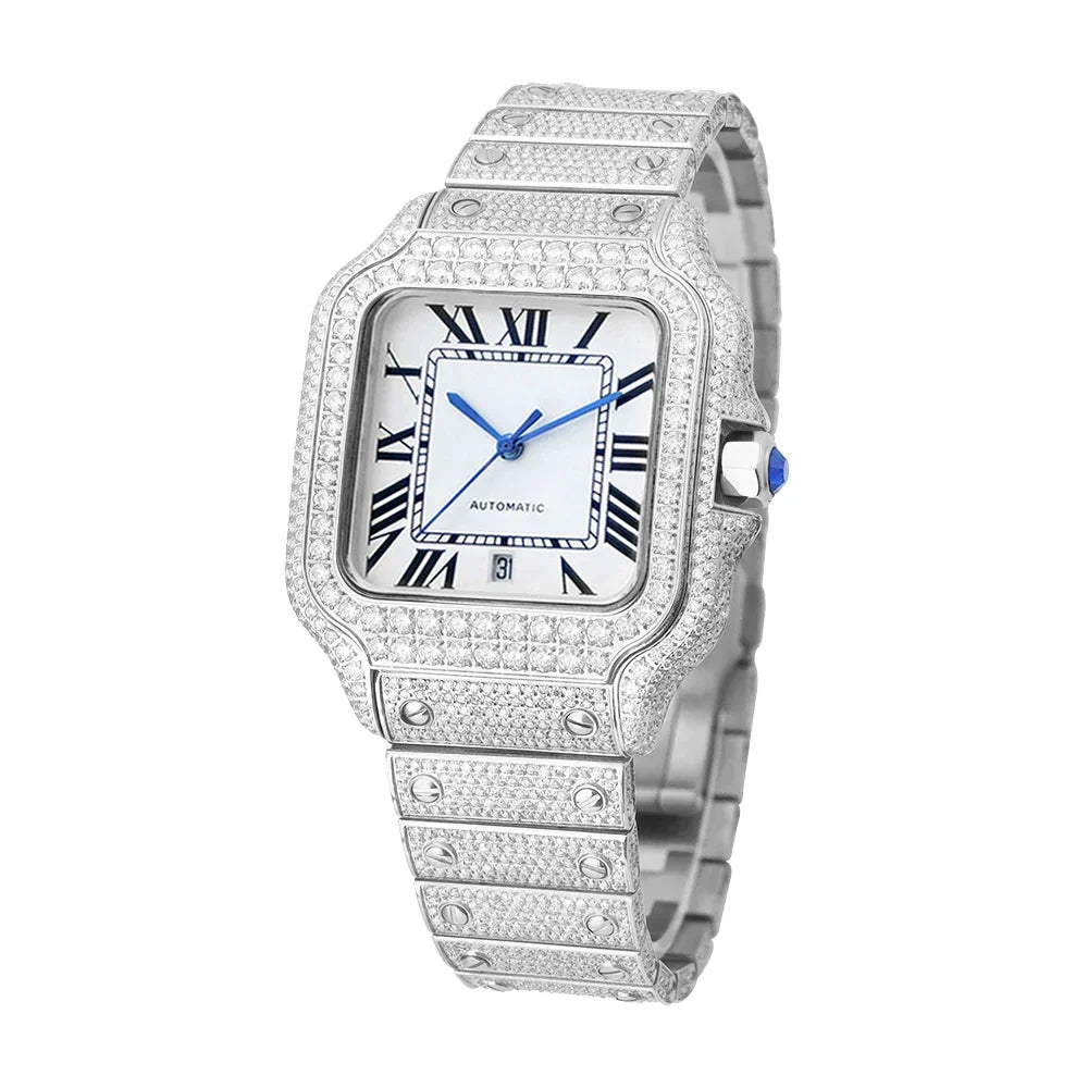 No logo Iced Out Automatic Watches  Men Mechanical VVS Moissanite Watch
